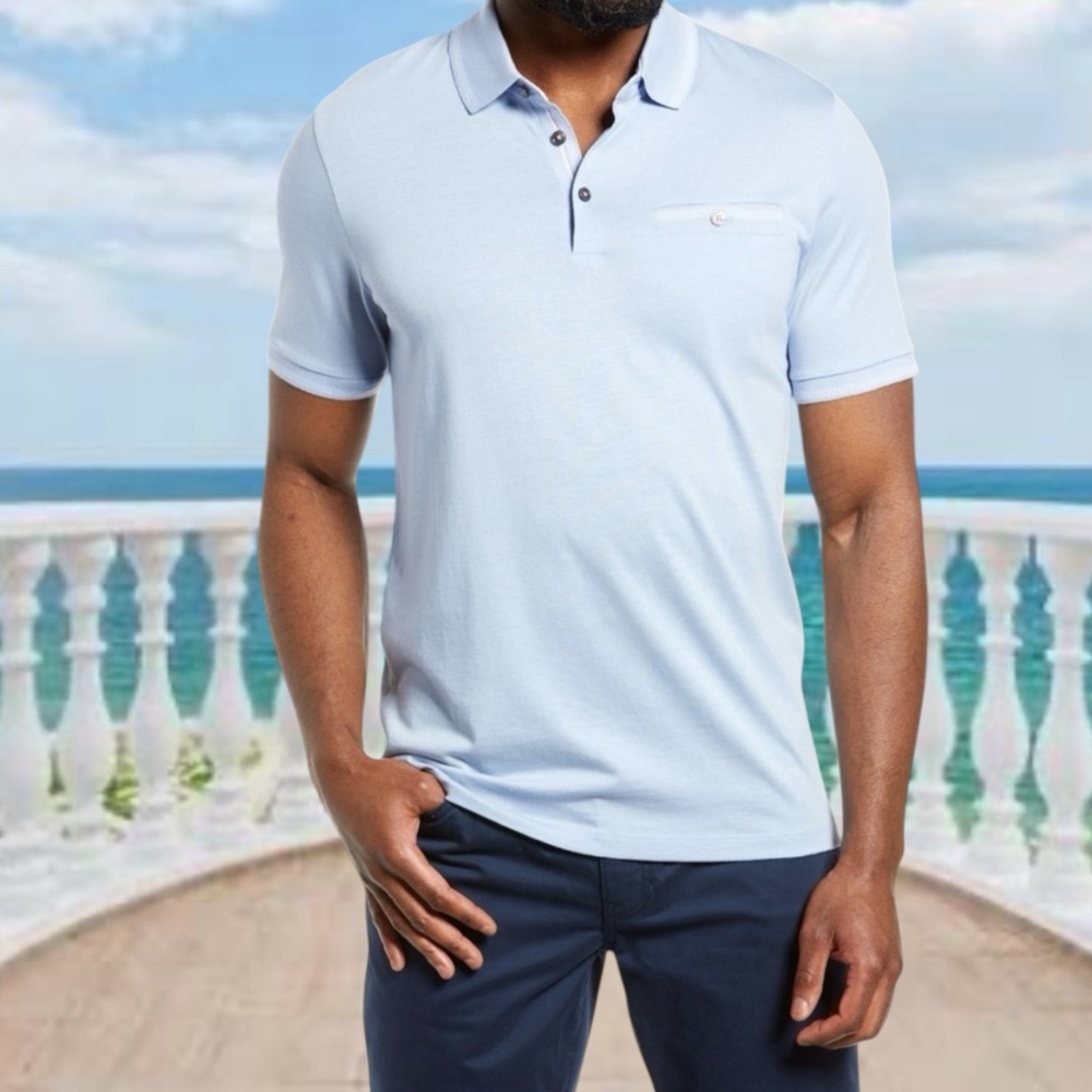 Ted Baker XXL (size 6) sky blue pocket polo